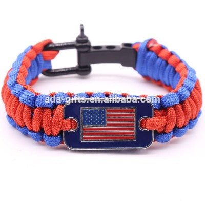 printed metal tag paracord bracelet nylon custom logo paracord bracelet